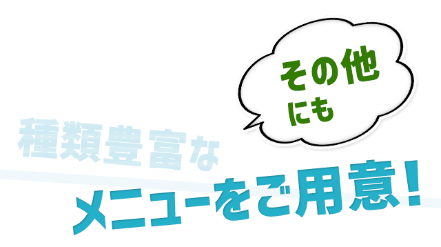 その他にも 種類豊富なメニューをご用意！